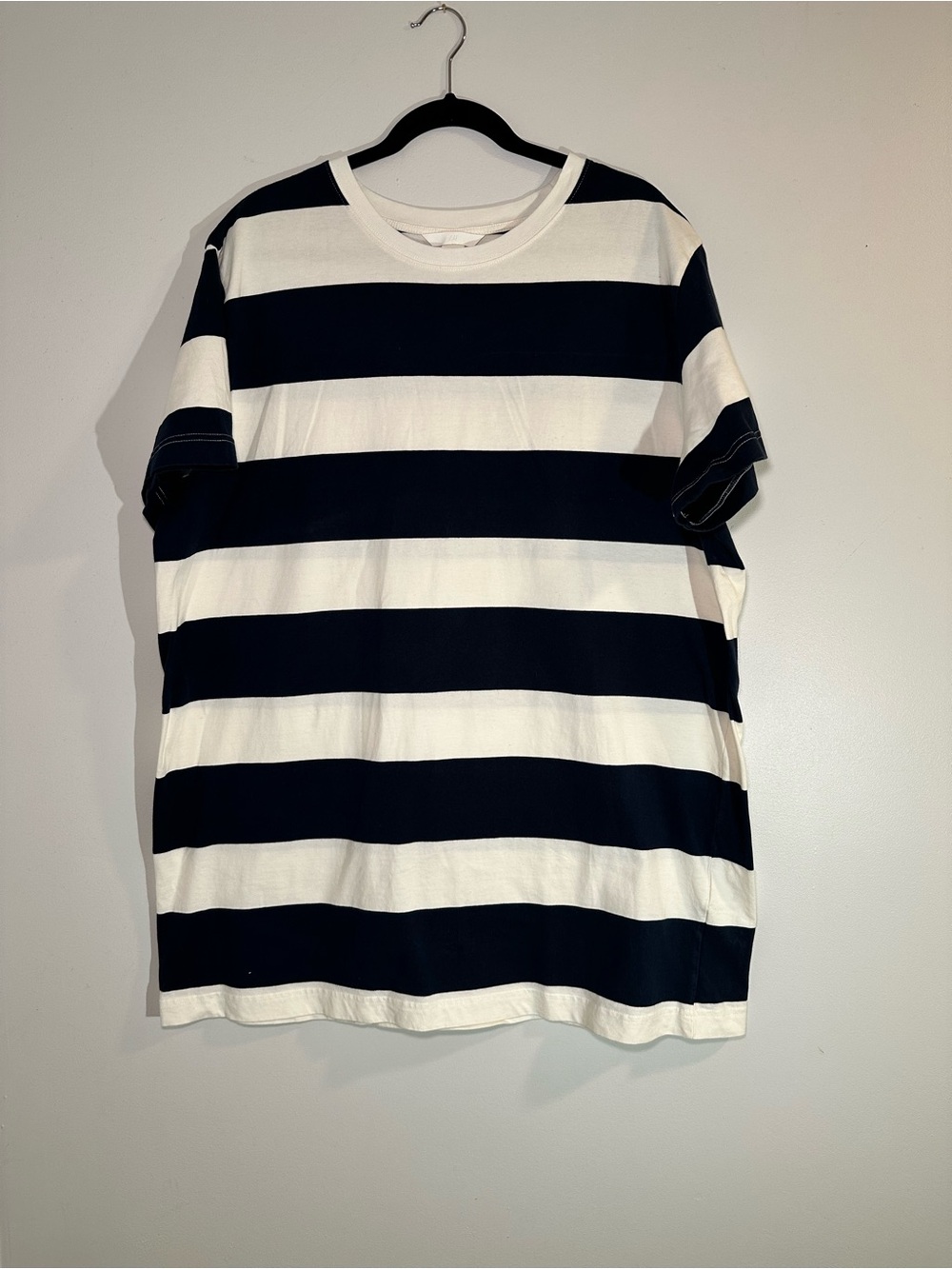 H&M Navy and White Striped Tee Shirt Dress